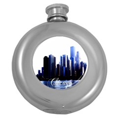 Abstract Of Downtown Chicago Effects Round Hip Flask (5 Oz) by Simbadda