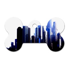 Abstract Of Downtown Chicago Effects Dog Tag Bone (one Side) by Simbadda