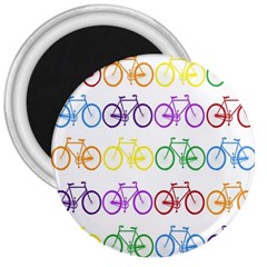 Rainbow Colors Bright Colorful Bicycles Wallpaper Background 3  Magnets by Simbadda