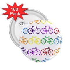 Rainbow Colors Bright Colorful Bicycles Wallpaper Background 2 25  Buttons (100 Pack)  by Simbadda