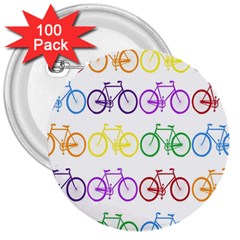 Rainbow Colors Bright Colorful Bicycles Wallpaper Background 3  Buttons (100 Pack)  by Simbadda