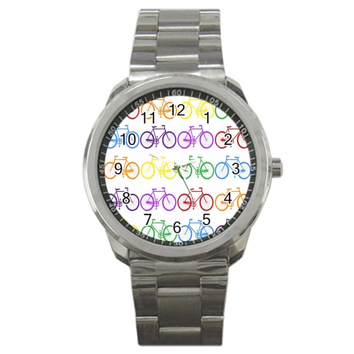 Rainbow Colors Bright Colorful Bicycles Wallpaper Background Sport Metal Watch