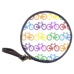 Rainbow Colors Bright Colorful Bicycles Wallpaper Background Classic 20-cd Wallets by Simbadda