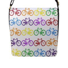 Rainbow Colors Bright Colorful Bicycles Wallpaper Background Flap Messenger Bag (l) 