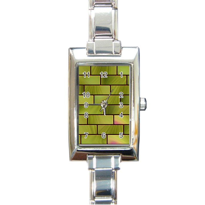 Modern Green Bricks Background Image Rectangle Italian Charm Watch