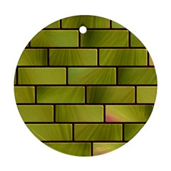 Modern Green Bricks Background Image Round Ornament (two Sides)