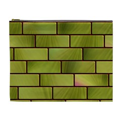 Modern Green Bricks Background Image Cosmetic Bag (XL)