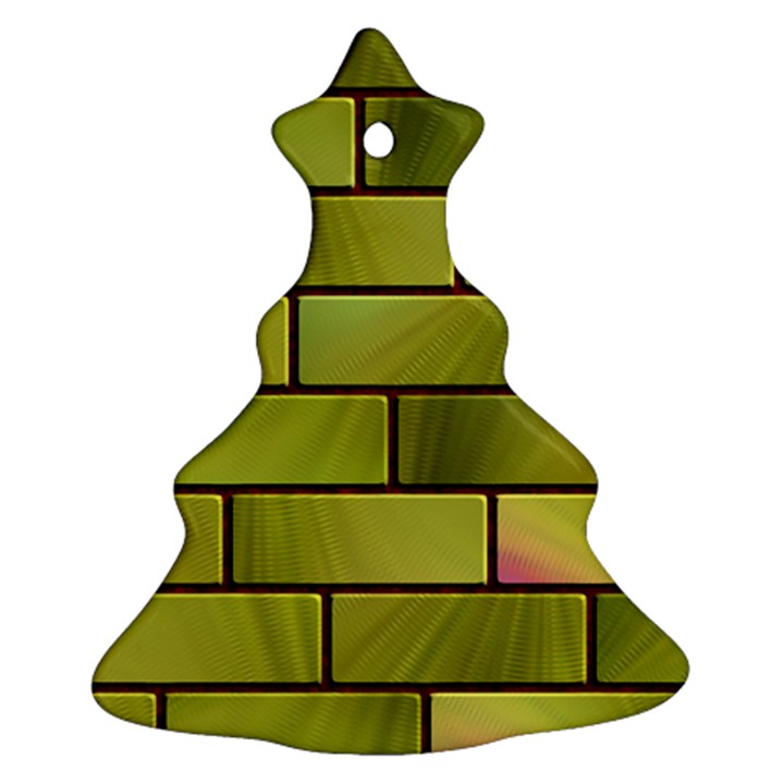 Modern Green Bricks Background Image Christmas Tree Ornament (Two Sides)