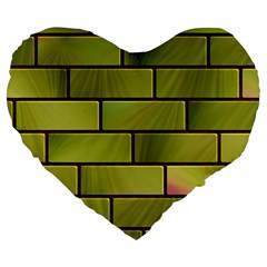 Modern Green Bricks Background Image Large 19  Premium Heart Shape Cushions by Simbadda