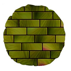 Modern Green Bricks Background Image Large 18  Premium Flano Round Cushions by Simbadda