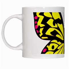 Yellow A Colorful Butterfly Image White Mugs