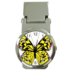 Yellow A Colorful Butterfly Image Money Clip Watches