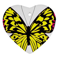 Yellow A Colorful Butterfly Image Heart Ornament (Two Sides)