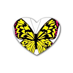 Yellow A Colorful Butterfly Image Heart Coaster (4 pack) 