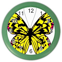 Yellow A Colorful Butterfly Image Color Wall Clocks