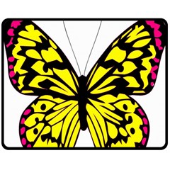 Yellow A Colorful Butterfly Image Double Sided Fleece Blanket (Medium) 