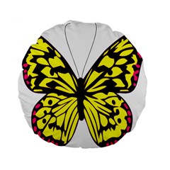 Yellow A Colorful Butterfly Image Standard 15  Premium Flano Round Cushions by Simbadda