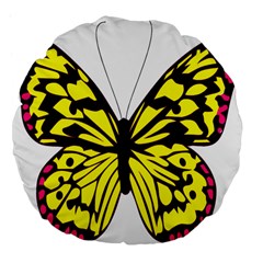 Yellow A Colorful Butterfly Image Large 18  Premium Flano Round Cushions