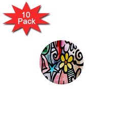 Digitally Painted Abstract Doodle Texture 1  Mini Buttons (10 Pack)  by Simbadda