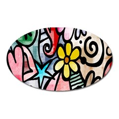 Digitally Painted Abstract Doodle Texture Oval Magnet by Simbadda