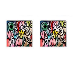 Digitally Painted Abstract Doodle Texture Cufflinks (square) by Simbadda