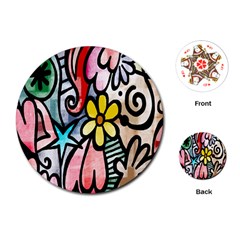 Digitally Painted Abstract Doodle Texture Playing Cards (round) 