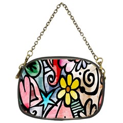 Digitally Painted Abstract Doodle Texture Chain Purses (one Side)  by Simbadda