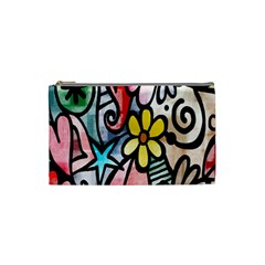 Digitally Painted Abstract Doodle Texture Cosmetic Bag (small)  by Simbadda