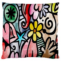 Digitally Painted Abstract Doodle Texture Large Cushion Case (two Sides) by Simbadda