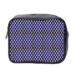 Squares Blue Background Mini Toiletries Bag 2-side by Simbadda