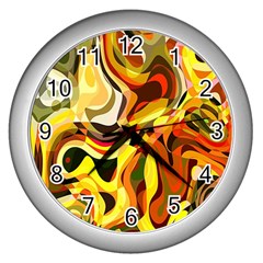 Colourful Abstract Background Design Wall Clocks (silver) 