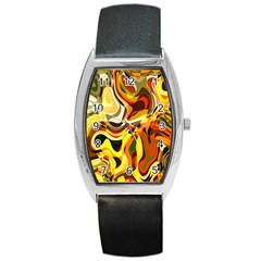 Colourful Abstract Background Design Barrel Style Metal Watch by Simbadda