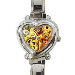 Colourful Abstract Background Design Heart Italian Charm Watch by Simbadda