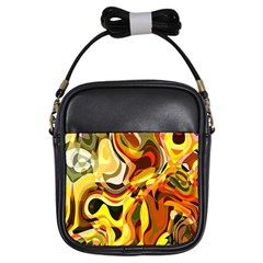 Colourful Abstract Background Design Girls Sling Bags by Simbadda