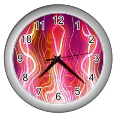 Fire Flames Abstract Background Wall Clocks (silver)  by Simbadda