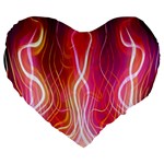 Fire Flames Abstract Background Large 19  Premium Flano Heart Shape Cushions Front