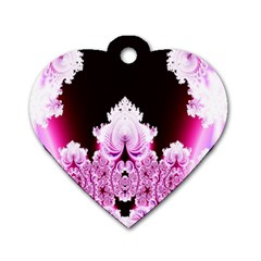 Fractal In Pink Lovely Dog Tag Heart (two Sides) by Simbadda