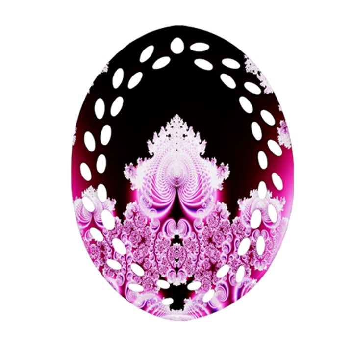 Fractal In Pink Lovely Oval Filigree Ornament (Two Sides)