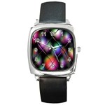 Soft Balls In Color Behind Glass Tile Square Metal Watch Front