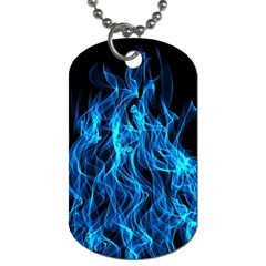 Digitally Created Blue Flames Of Fire Dog Tag (two Sides) by Simbadda