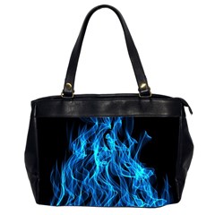 Digitally Created Blue Flames Of Fire Office Handbags (2 Sides)  by Simbadda
