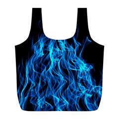 Digitally Created Blue Flames Of Fire Full Print Recycle Bags (l)  by Simbadda