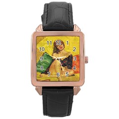 Pin Up Girl  Rose Gold Leather Watch 