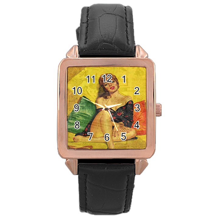Pin up girl  Rose Gold Leather Watch 