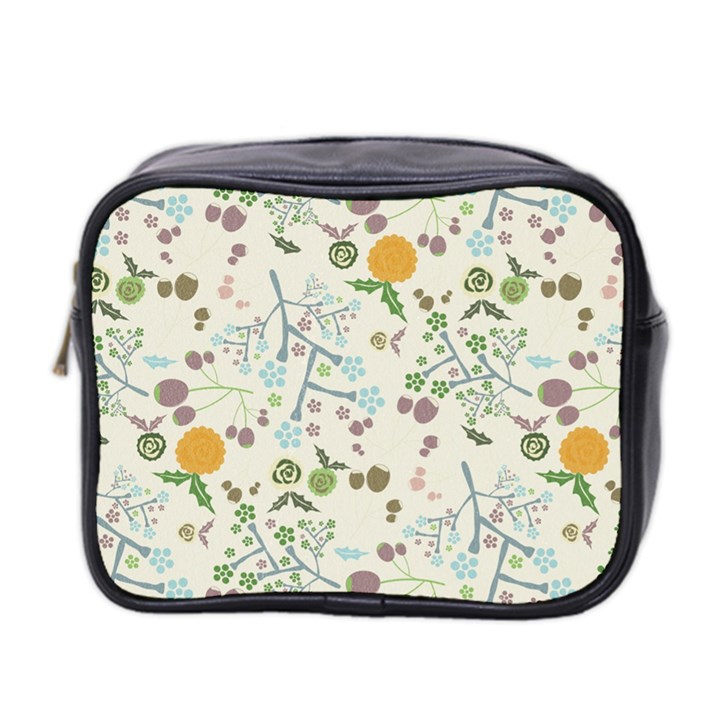 Floral Kraft Seamless Pattern Mini Toiletries Bag 2-Side