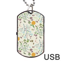 Floral Kraft Seamless Pattern Dog Tag Usb Flash (one Side) by Simbadda