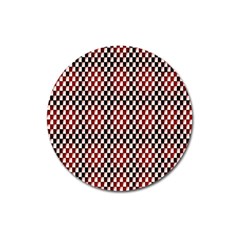 Squares Red Background Magnet 3  (round) by Simbadda