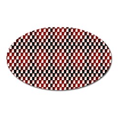 Squares Red Background Oval Magnet by Simbadda