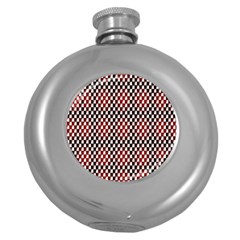 Squares Red Background Round Hip Flask (5 Oz)