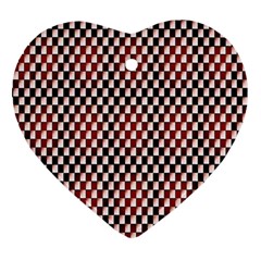 Squares Red Background Heart Ornament (two Sides) by Simbadda